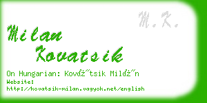 milan kovatsik business card